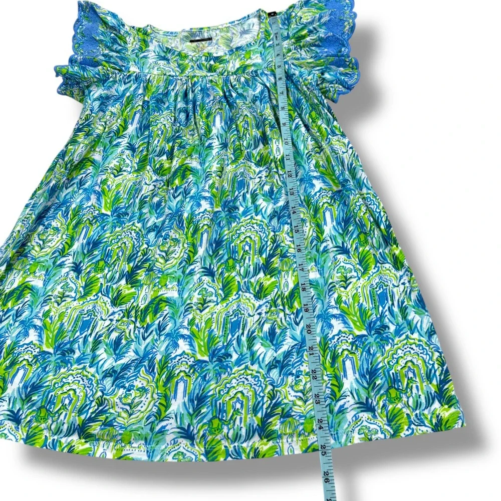 Lilly Pulitzer Girls Stassie Dress Out To‎ Play Blue Green Tropical Print Medium - Picture 10 of 10